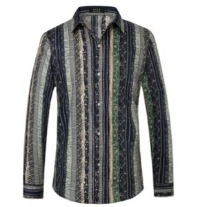 NWT SSLR-Hawaiian Shirt for Men Sz 2XL Long Sleeve Button Down 100% cotton Shirt